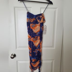 Almost Famous orange/ blue water dress size M